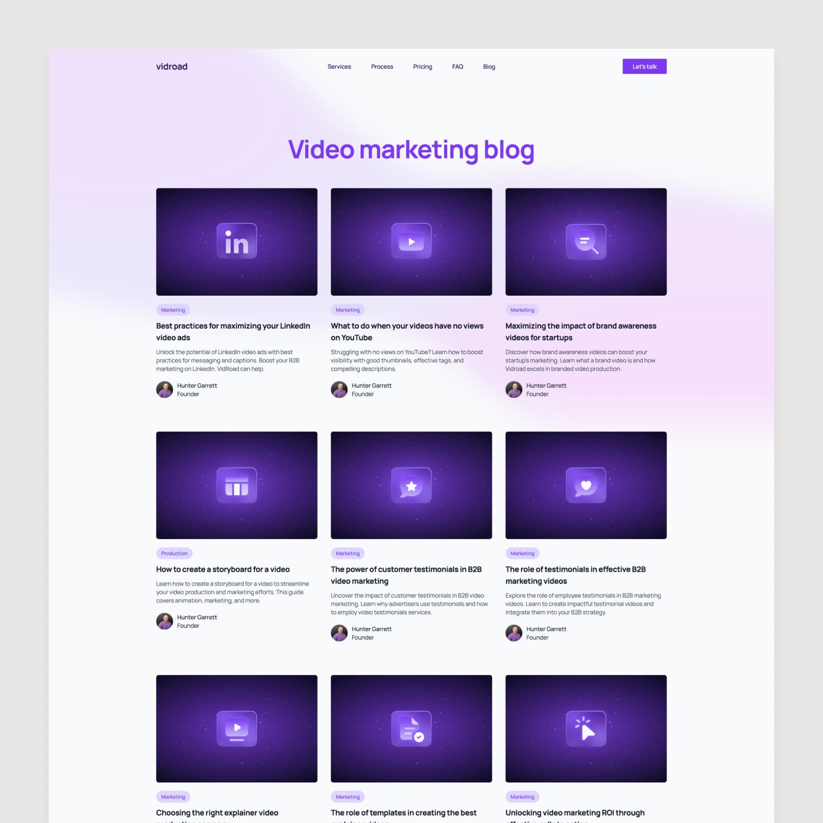 Vidroad blog page